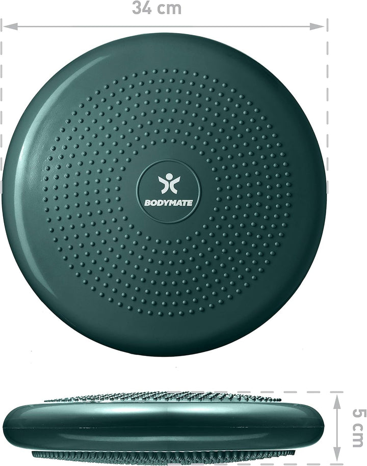 BODYMATE Ballsitzkissen inkl. Pumpe 34cm Durchmesser - Balance-Kissen, Luftkissen, Balance Pad, Nopp