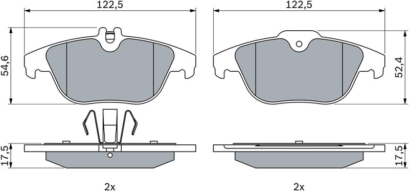 Bosch BP1073 Bremsbeläge - Hinterachse - ECE-R90 Zertifizierung - vier Bremsbeläge pro Set