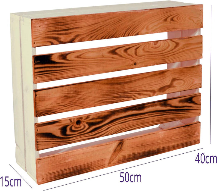 3 Set Holzkiste Grete 50x40x15cm - Geflammt Weiss Dekokiste Weinkiste 50x40x15cm Weiss Geflammt 3, 5