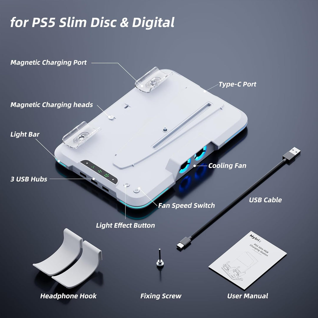 Mytrix Kühlstation für die Neue PS5 Slim-Konsole 2023 (Disc- und Digital-Editionen), PS5 Slim-Stände