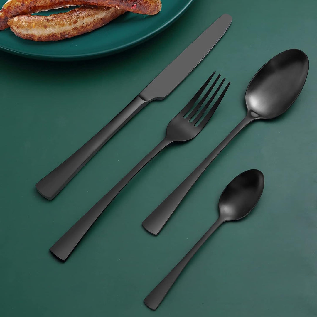 Bestdin Besteck Set 6 Personen, 24 teilig Edelstahl Besteckset Schwarz Matt, Essbesteck Set mit Mess