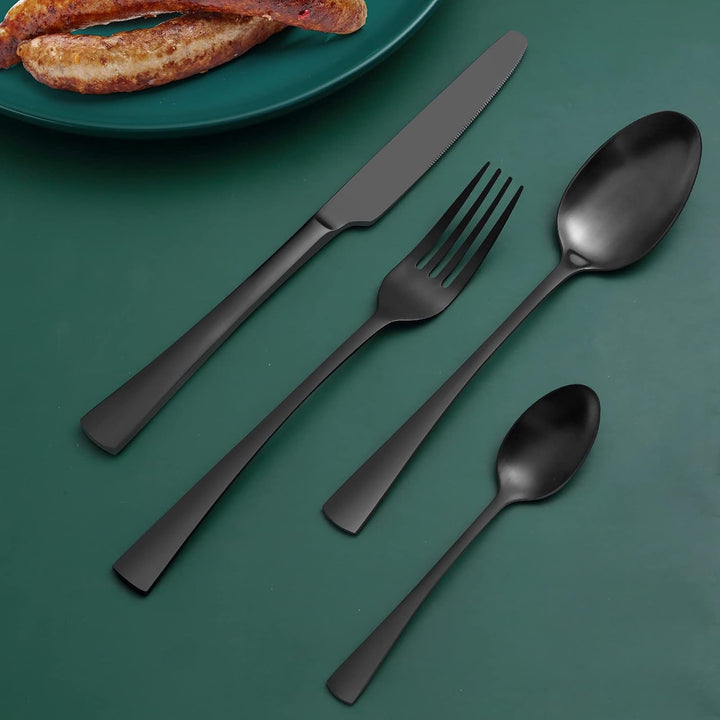 Bestdin Besteck Set 6 Personen, 24 teilig Edelstahl Besteckset Schwarz Matt, Essbesteck Set mit Mess