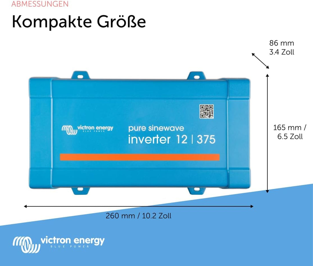 Victron Energy Phoenix 375VA 12-Volt 230V AC Reiner Sinus Wechselrichter (Schuko)