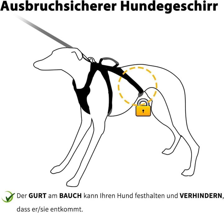 Huntboo Hunde Sicherheitsgeschirr,Hundegeschirr Ausbruchsicher, Hundegeschirr für Grosse Hunde No Pu