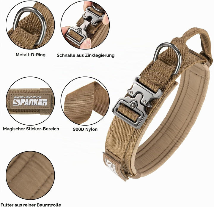 EXCELLENT ELITE SPANKER Taktisches Hundehalsband Militär-Hundehalsband K9 Mit Griff Halsband Trainin