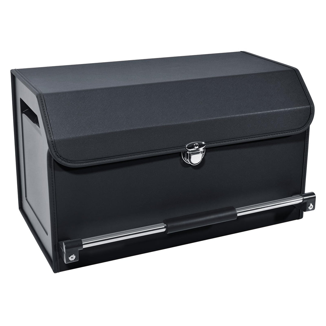 Premium Leder Auto Kofferraum Organizer mit Deckel & Stabilem Griff | 45L Multifunktionale Kofferrau