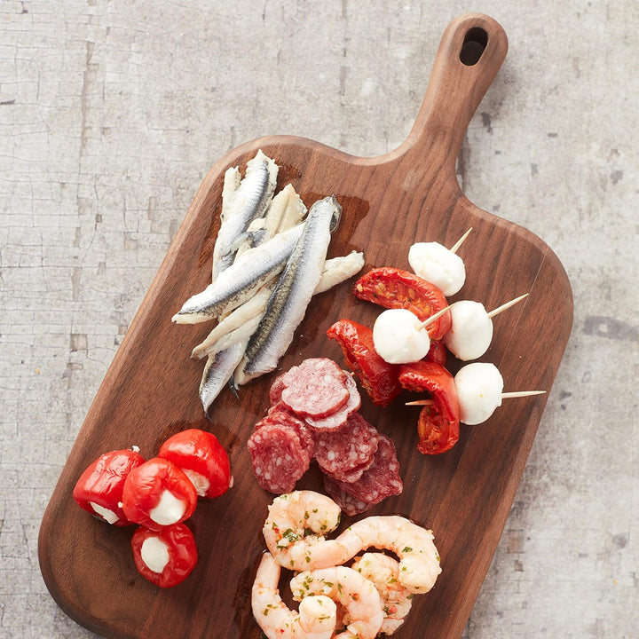 Point-Virgule Servierbrett aus Walnussholz mit Griff, perfekt zum Servieren von Vorspeisen und Käse,