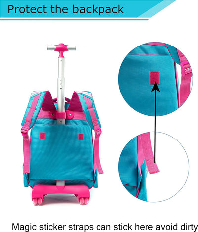 HTgroce Einhorn Schulranzen Rucksack Trolley mit 2 Rollen für Kinder Mädchen,Schulranzen mit Rollen