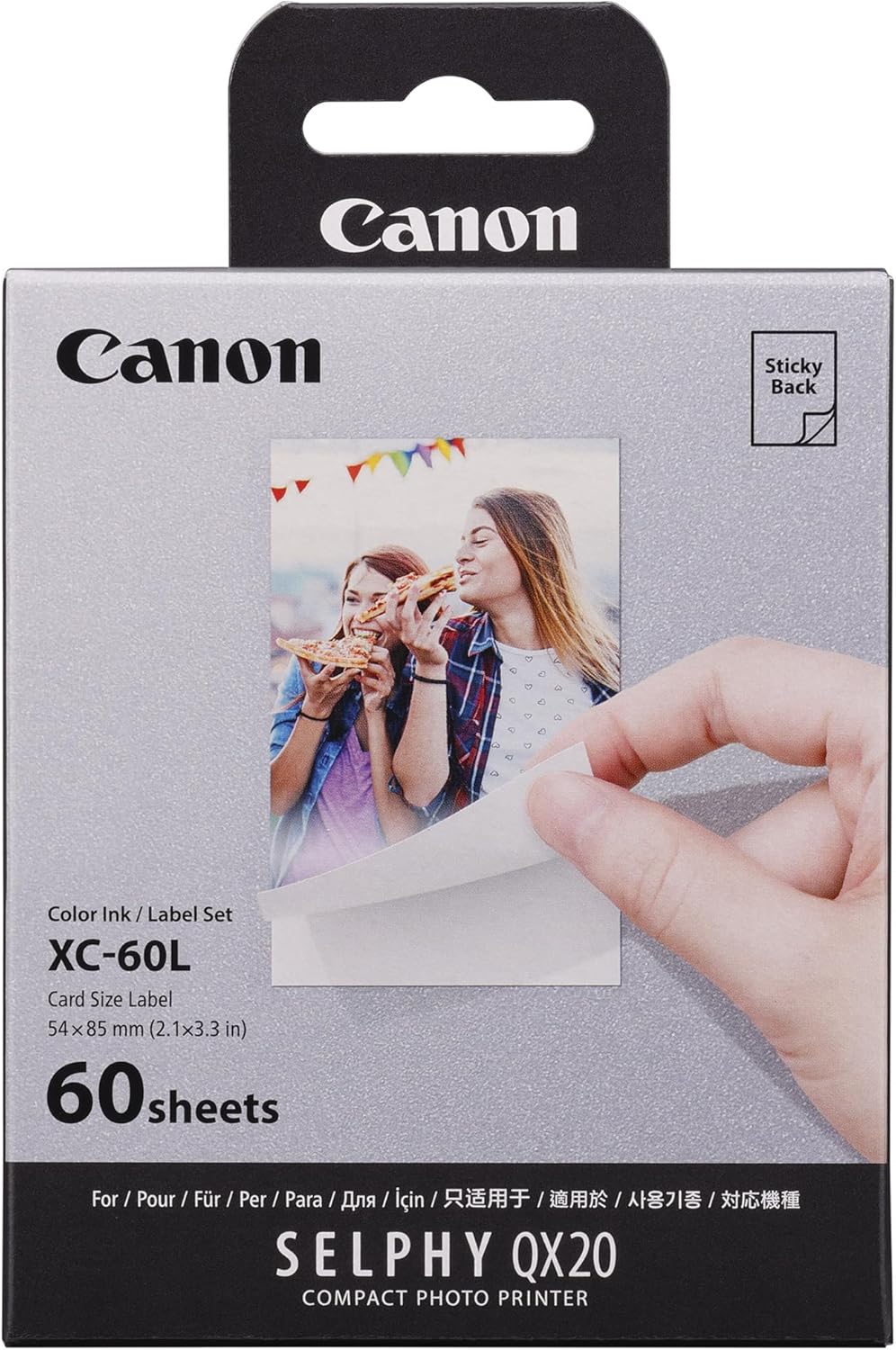 Canon XC-60L Farbband und Papierset mit 60 Blatt - Fotopapier für Canon Selphy QX20 Mini Fotodrucker