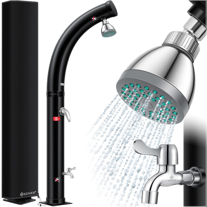 KESSER® Solar Gartendusche Solardusche Bogen Inkl. Schutzhaube warmes Wasser | 20 Liter | max. 60°C