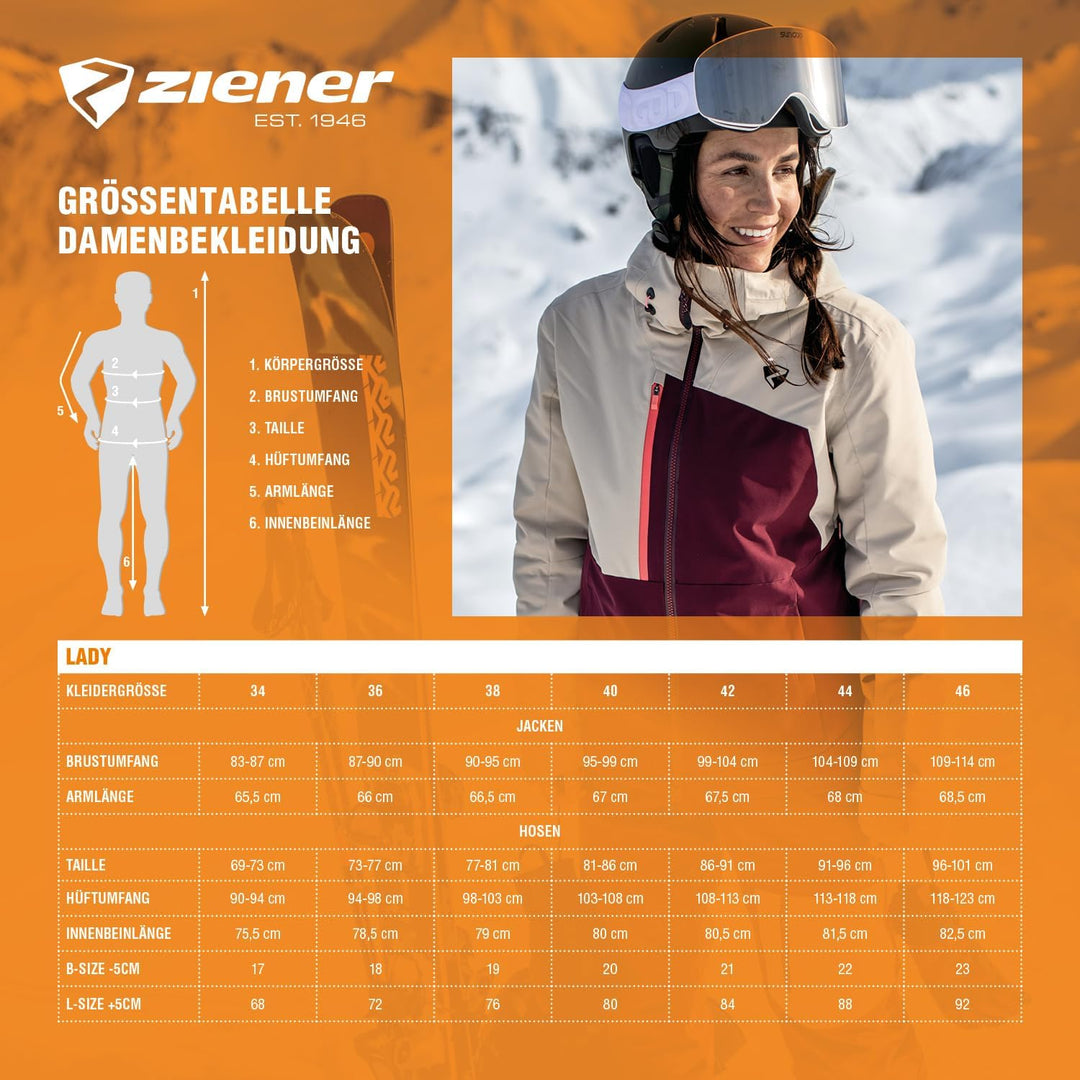 Ziener Damen Telia Ski-Jacke/Winter-Jacke | warm, atmungsaktiv, wasserdicht (1er Pack) 34 velvet red