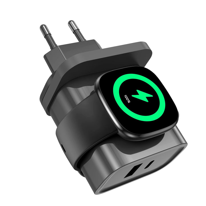 3-in-1-Ladegerät für Fitbit Sense/Sense 2 /Versa 4/3/Ace LTE,PD25W USB-C | Schnellladung Dual Port W
