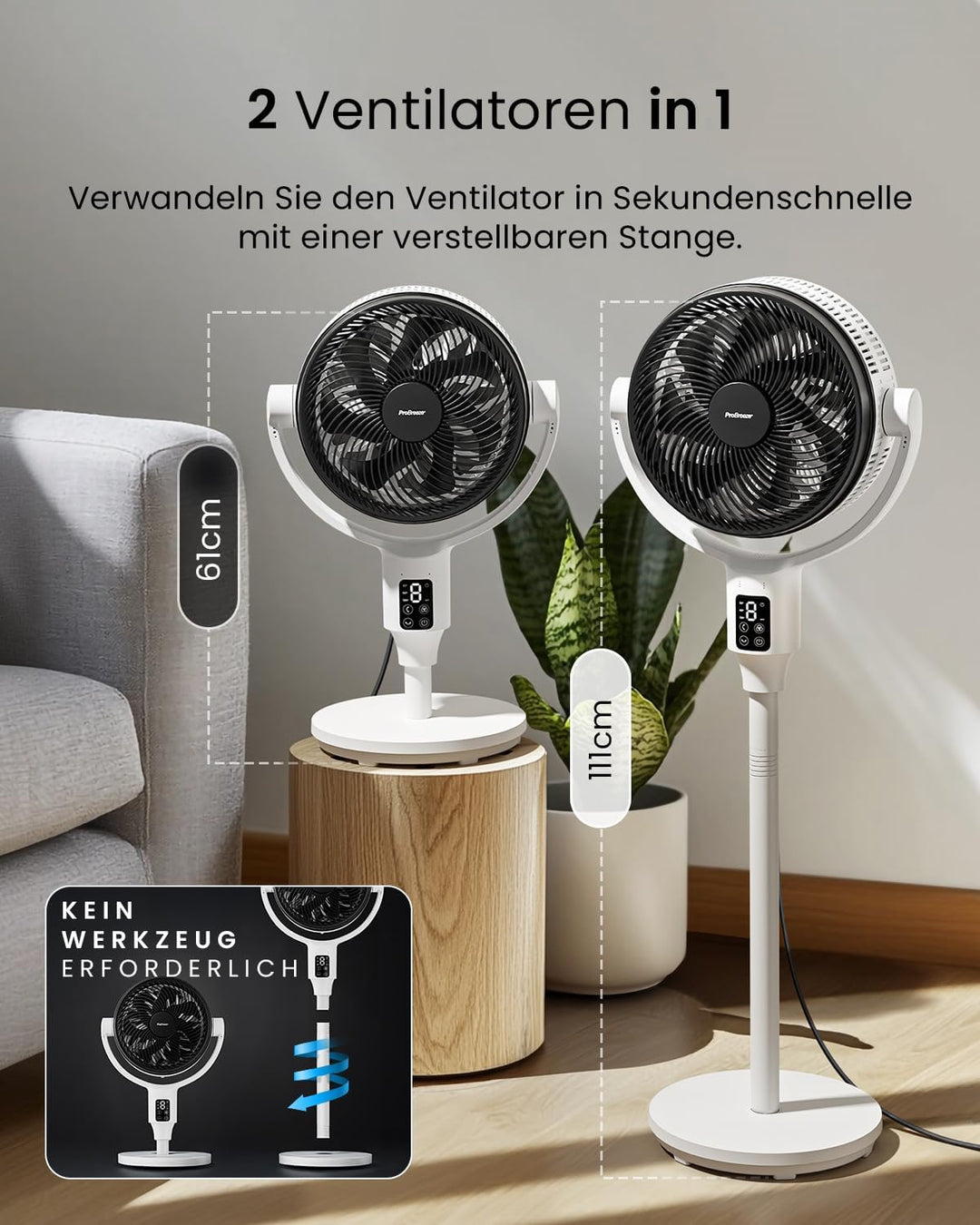 Pro Breeze AirFlo Plus Standventilator 109cm - Leiser Ventilator mit Fernbedienung, LED-Display – UL
