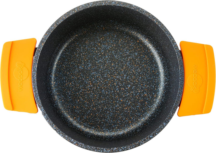 WECOOK! Ecochef Titan Hoher Kochtopf 16 cm Induktion mit Glasdeckel, Antihaftbeschichtung QUANTANIUM