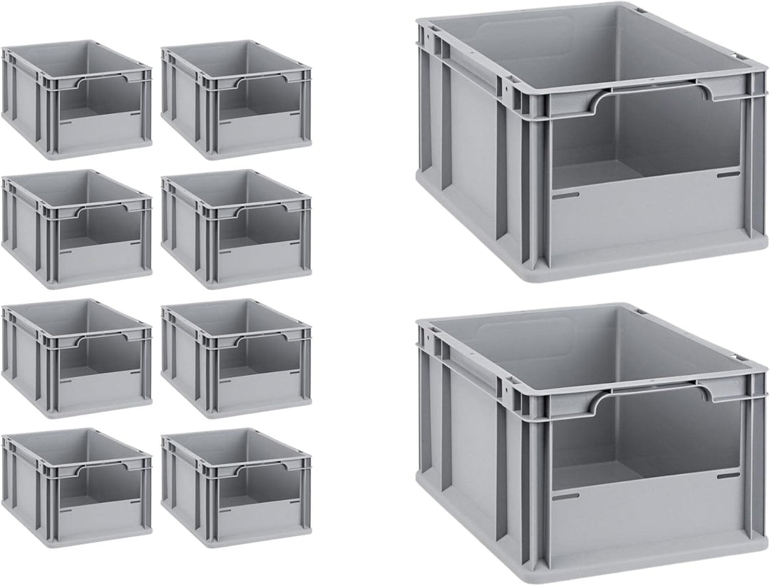 Mega Deal | 10x Proregal Eurobox NextGen Insight | Front offen | HxBxT 17x30x40 cm | Grau HxBxT 22x3