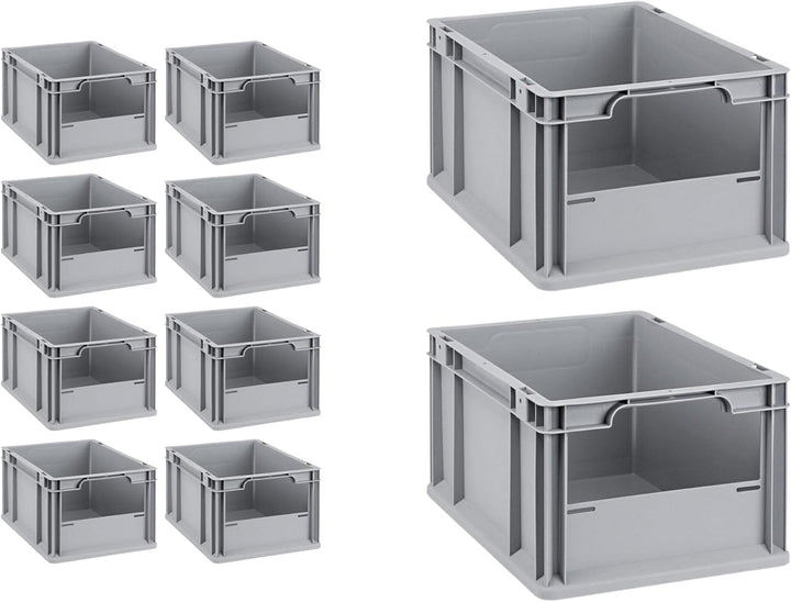 Mega Deal | 10x Proregal Eurobox NextGen Insight | Front offen | HxBxT 17x30x40 cm | Grau HxBxT 22x3