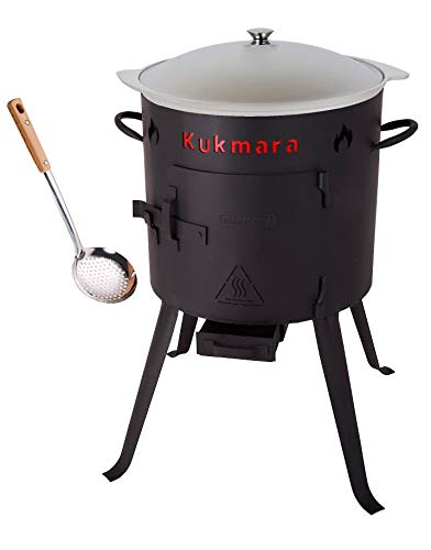 rukauf. SET Utschak, 32 cm + 7 Liter Kasan Kazan aus ALU + Schaumlöffel/Feldküche Gulasch-Kessel Feu