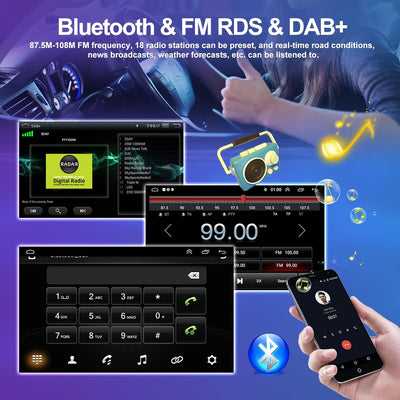 2G+32G CAMECHO 1 DIN Radio mit 10.1 Zoll Drehbarer Bildschirm,Android 11 Autoradio mit Carplay Wirel