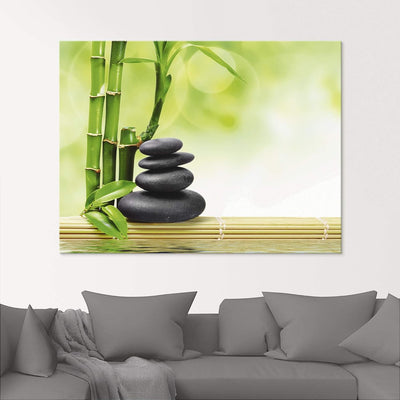 ARTland Glasbilder Wandbild Glas Bild einteilig 60x80 cm Hochformat Asien Wellness Zen Spa Steine Ba