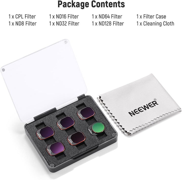 NEEWER ND&CPL-Filter-Set zum Aufstecken, kompatibel mit DJI Mini 4 Pro, 6 Stück CPL-Filter und Grauf
