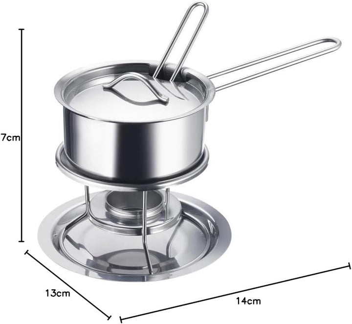 Westmark Butterpfännchen/Sossenwärmer, Mit Deckel, Sossenlöffel und Stövchen, Rostfreier Edelstahl,