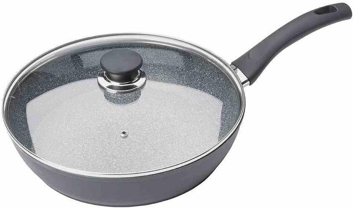 BALLARINI Bari Granitium Pfanne mit Deckel, Antihaftbeschichtung, Induktionsgeeignet, Mit Temperatur