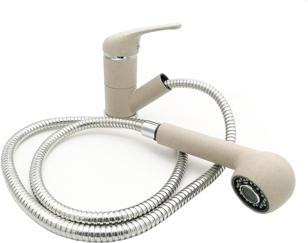 Beige ausziehbare Granit Küchenarmatur Spültischarmatur Küchen Wasserhahn mit herausziehbarer Geschi