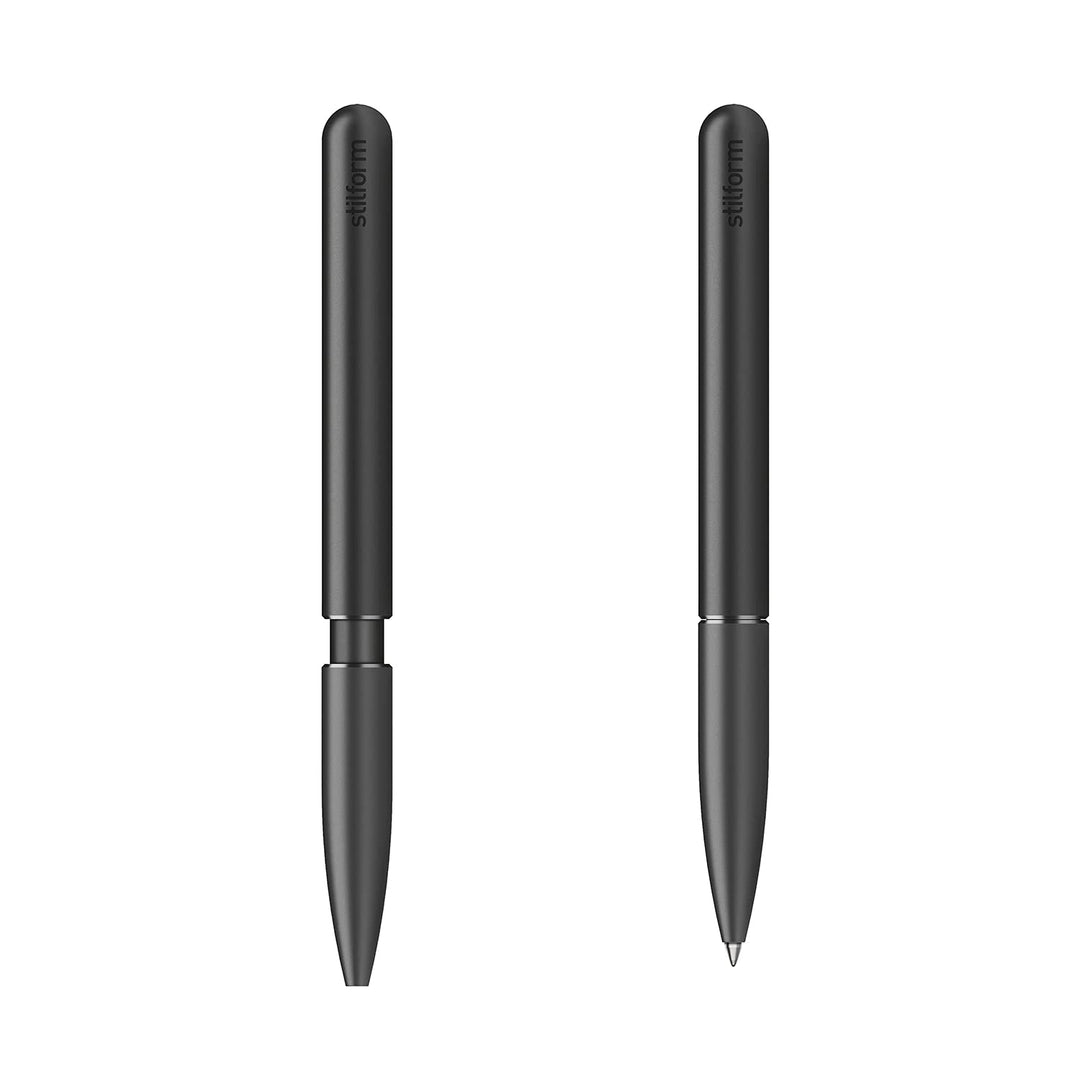 stilform 200033 Kugelschreiber aus Aluminium – patentierter Ballpoint Pen, verschiebbare Kappe mit M
