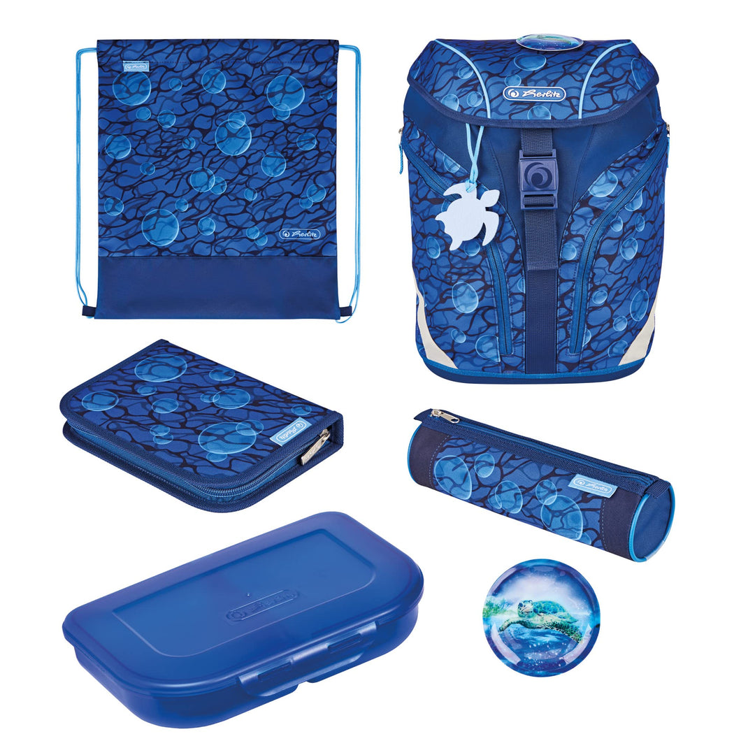 herlitz Grundschulrucksack SoftLight Plus Greenline Deep Sea, 1 Stück, GREENline Deep Sea