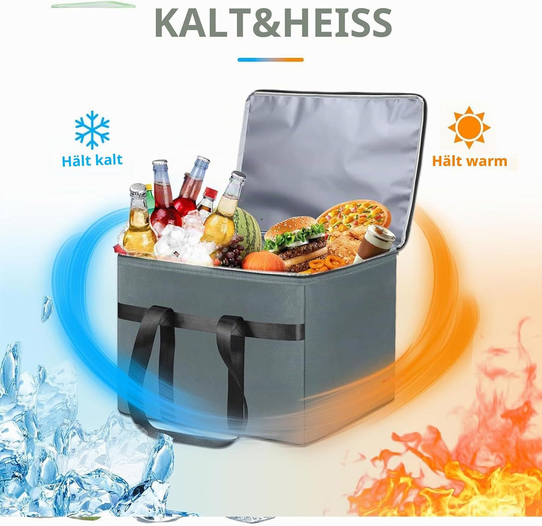 Grosse 38 Liter Kühltasche Faltbar, Thermotasche Einkaufstasche, kühltasche Einkauf, Hält 20kg, Perf