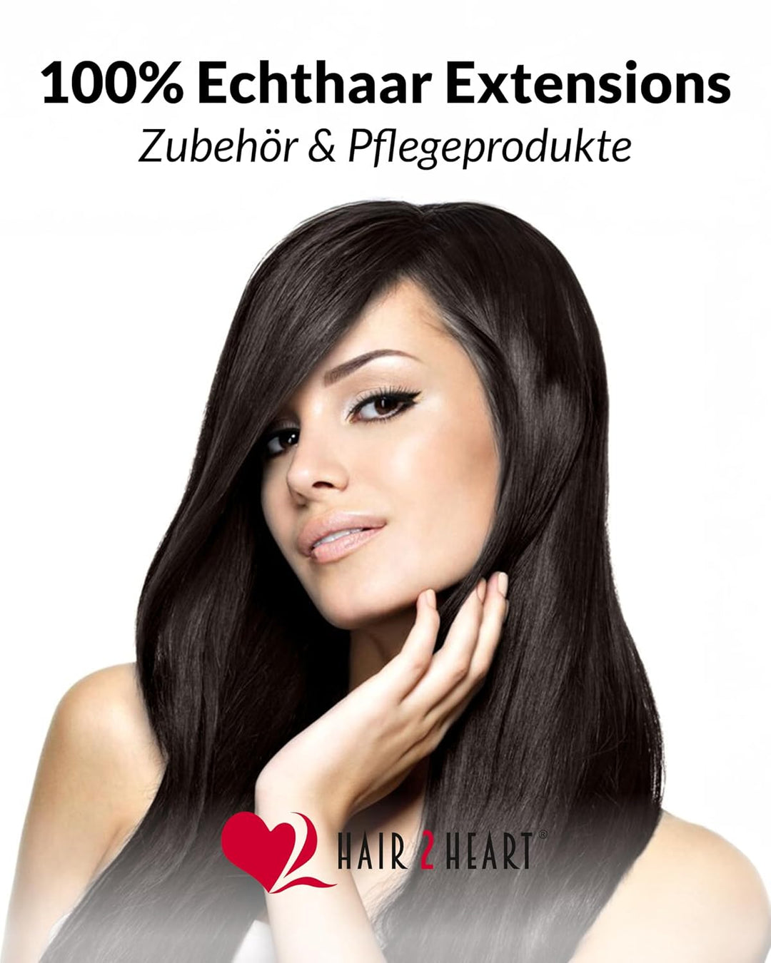 hair2heart Extensions Echthaar Bondings Glatt - 200 Strähnen 0.5g 50cm Dunkelbraun 