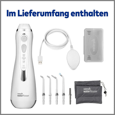 Waterpik Kabellose Munddusche Advanced, 4 Aufsätze, 3,1-5,2 bar Druckbereich, 3 Druckeinstellungen,