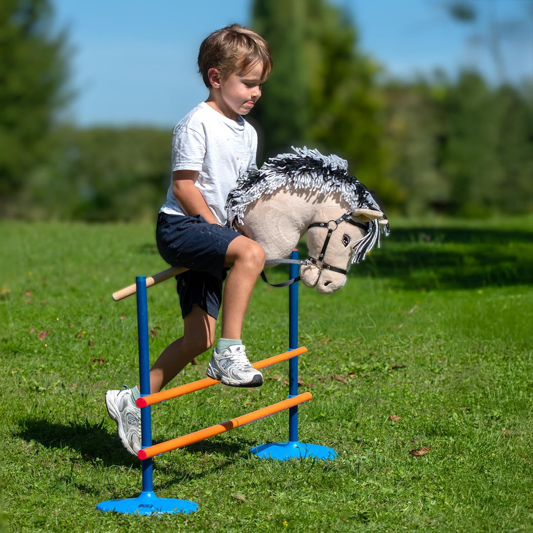 Hobby Horse Fjord A3 - Pferd, Stick, beige, schwarze und weisse Haare, komplettes Netz mit glitzernd