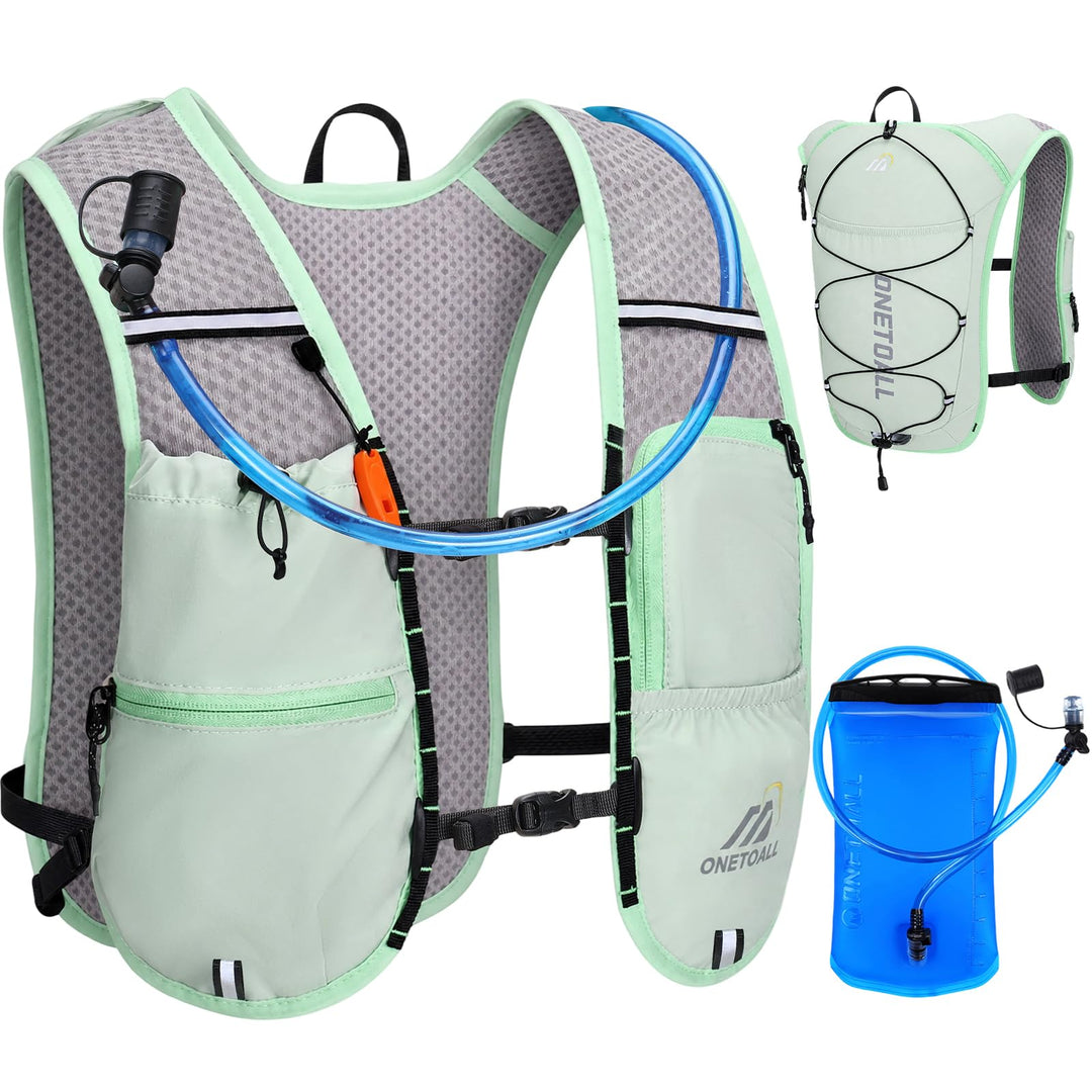 Laufweste Damen mit 500ml Trinkflasche/2L Trinkblase, Leichter Trinkrucksack Laufen Herren 6L, Runin