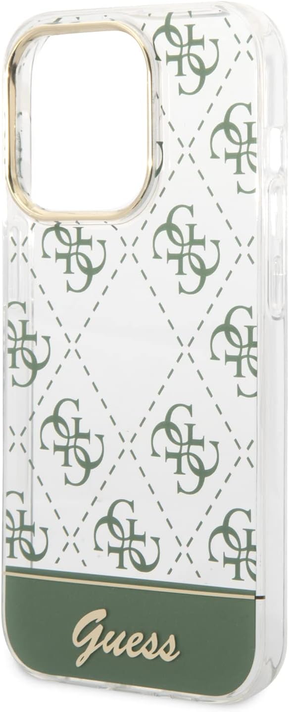 Guess 4G Pattern Script Collection Hardcase Hülle Cover für Apple iPhone 14 Pro Max Khaki, GUHCP14XH