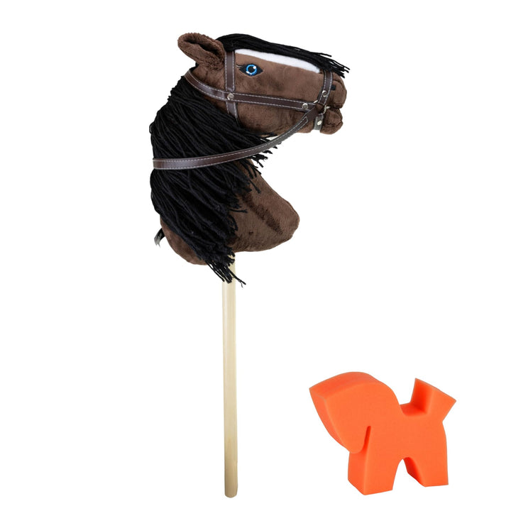 RL24 - Hobby Horse – Steckenpferd mit Trense – Spielpferd aus Plüsch mit Holzstock & Langer Mähne –