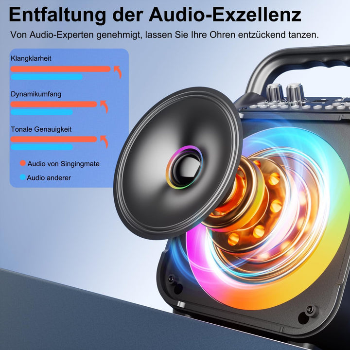 Karaoke Maschine mit 2 Karaoke Mikrofonen: Singingmate Karaoke Anlage mit 2 Mikrofonen für Erwachsen
