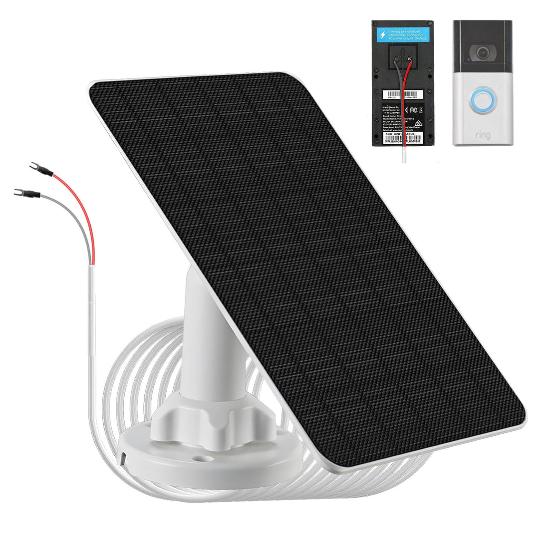 3 W Solarpanel mit eingebautem 4000 mAh Akku, IP65, 4 m Ladekabel, nur kompatibel mit Ring Video Tür