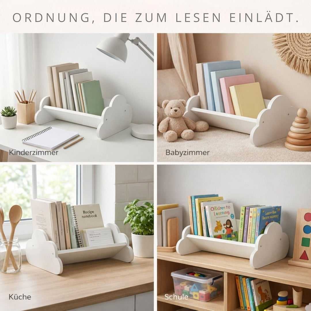 Bücherregal Holz Natur | einfache Montage u. Umweltfreundlich | Buch Organizer ideal als Kinder büch