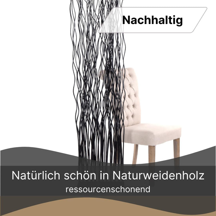DESIGN DELIGHTS Weiden RAUMTEILER Wave | Weidenholz, 170x40cm (HxB) | Paravent aus Weidenzweigen, Ra