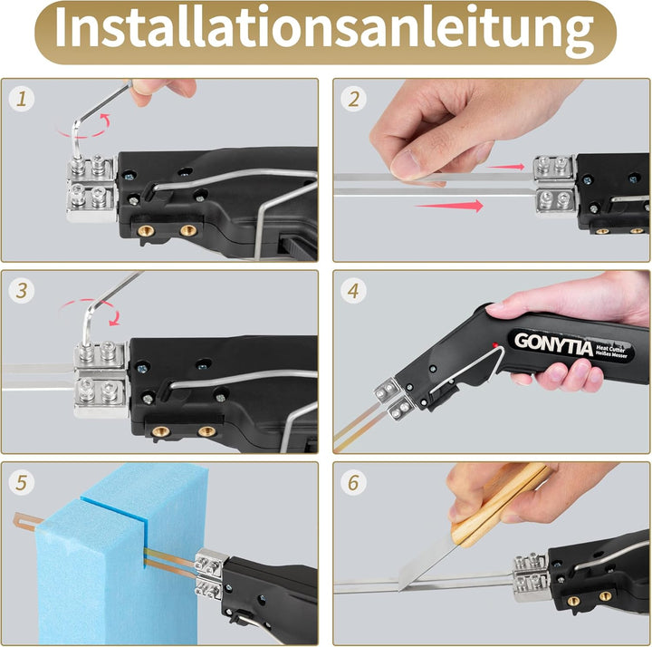 GONYTIA Styroporschneider Styrocutter mit geraden Klingen 150mm x3 Styroporschneider - Handschneider
