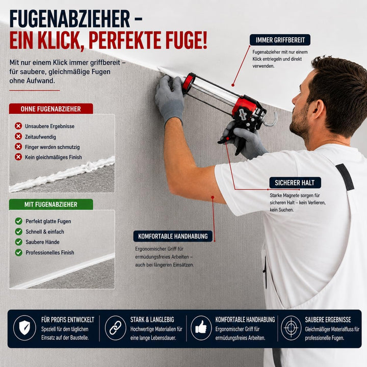 Profi Kartuschenpresse für Silikon &amp; Acryl 280–310 ml | 17 kg Auspresskraft • Matt Schwarz • Für Sil