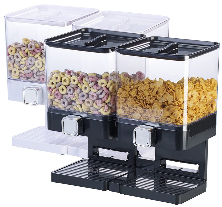 Rosenstein & Söhne Doppel-Müslispender: 2er-Set Doppel-Spender, je 33,5 x 30,5 x 16,5 cm, weiss + sc