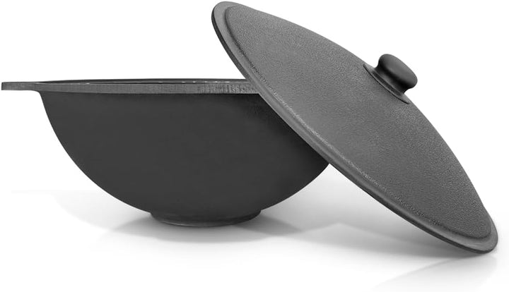 Gusseisen Kazan 22 L mit Deckel aus Aluminiumguss für Plov Usbekisch Flacher Boden Kochtopf WOK плов