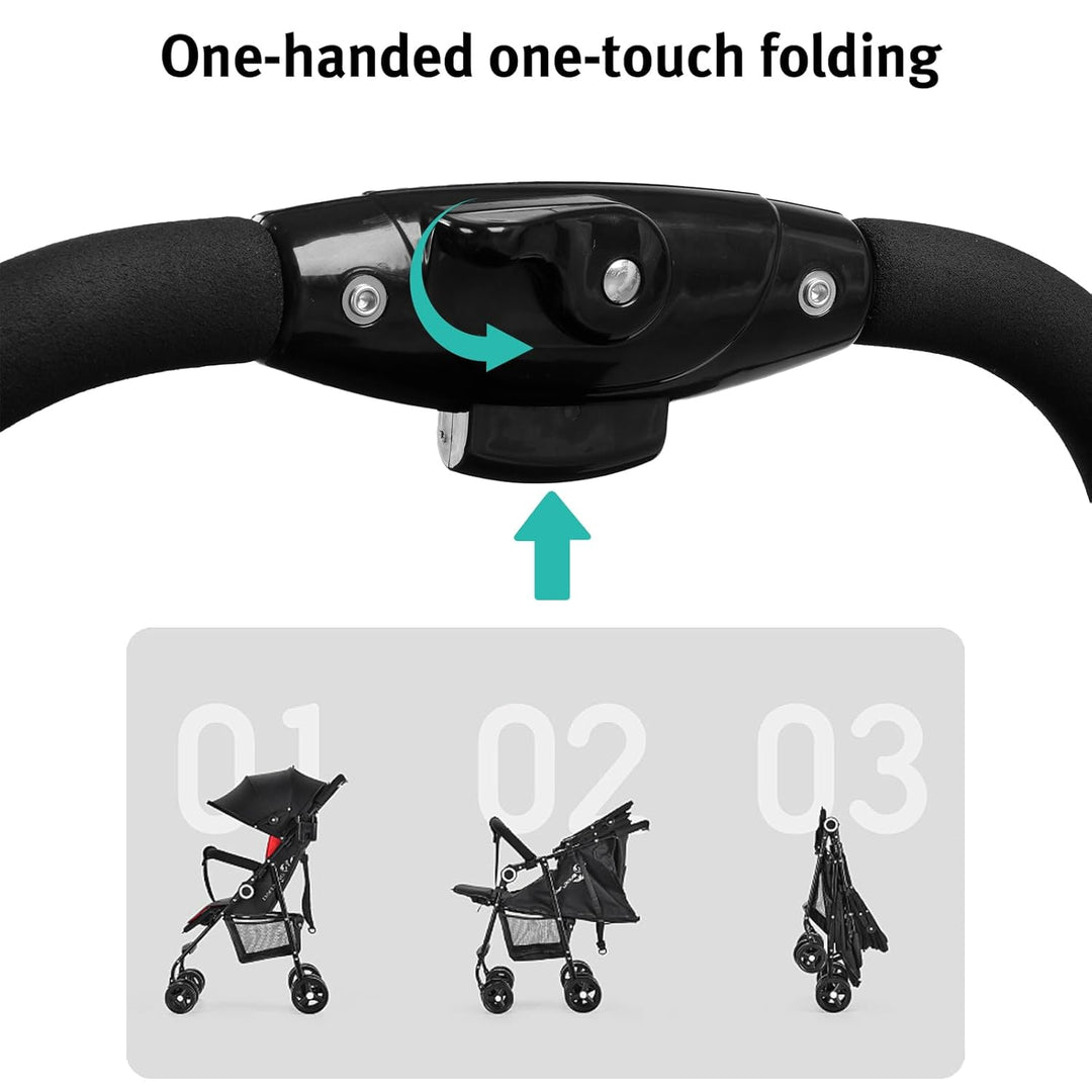 Vinteky Kinderwagen Buggy Kinderbuggy klappbar Sportwagen Faltbar 360° 4-Zoll-Räder,mit Liegefunktio