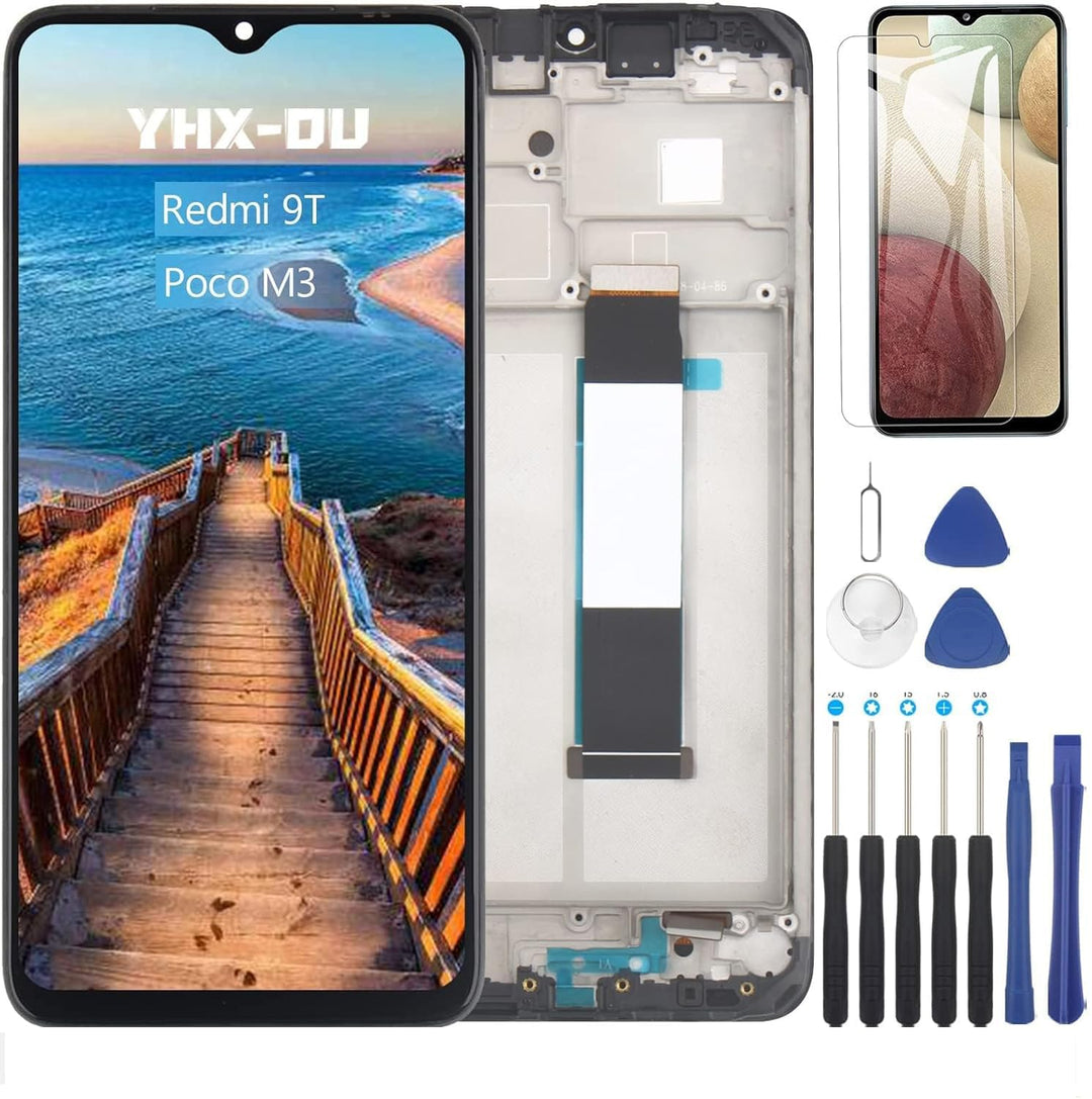 YHX-OU 6.53" Schwarz+Rahmen Display Für Xiaomi Poco M3 Redmi 9T LCD Display Touchscreen Ersatz Bilds
