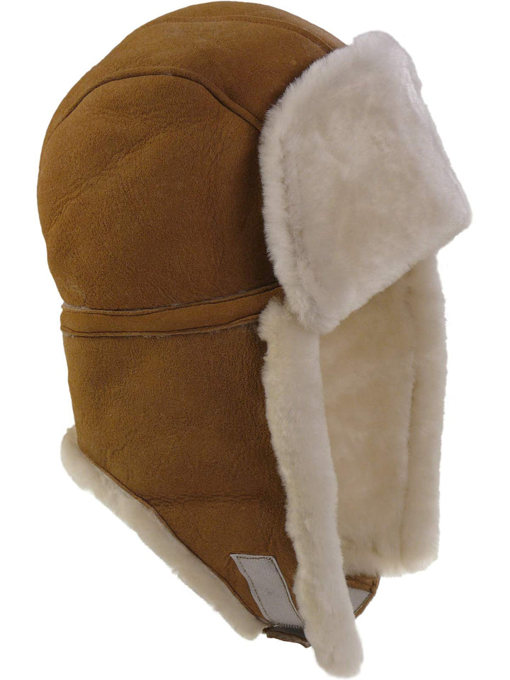 Harrys-Collection Damen Herren Pilotmütze Fliegermütze aus feinstem Merino Lammfell 3 Farben S Hasel