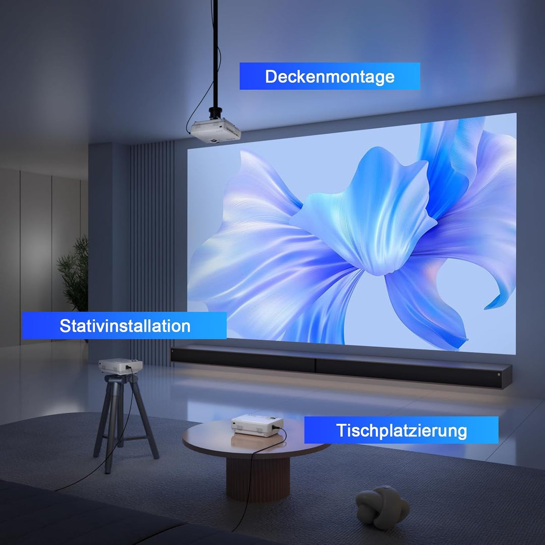 2025 XuanPad Verbessertes WiFi Bluetooth Mini Beamer, 19000L Mini Projektor HD 1080P Unterstützt, He