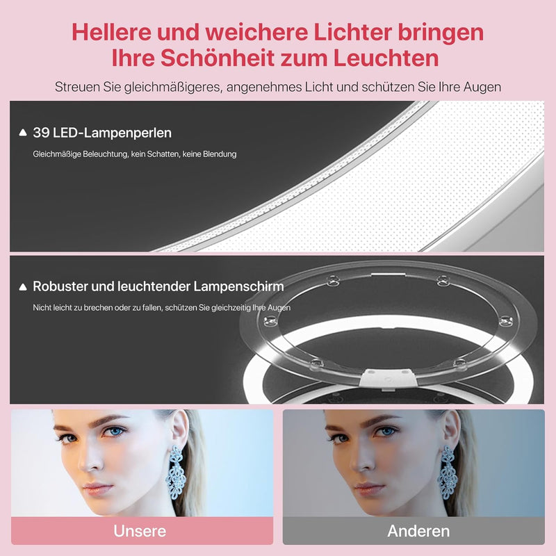 AMIRO Rechargeable Mirror LED Illuminated with 5X Magnification, Dimmable Brightness and 180°Rotatio