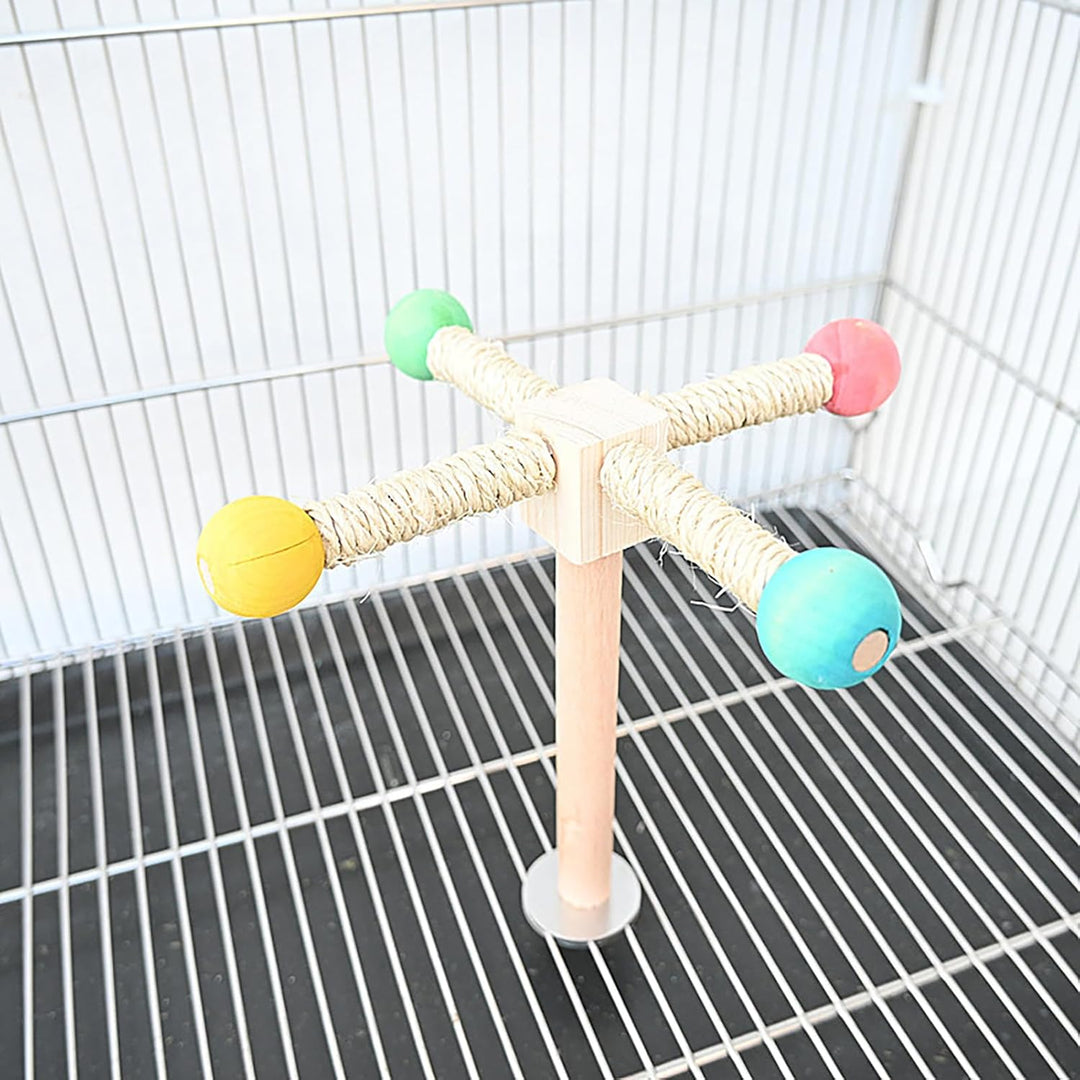 Vögel Spielzeug Holz Karussell Sitzstangen für Wellensittiche Papagei Vogelspielplatz Hängende Spiel